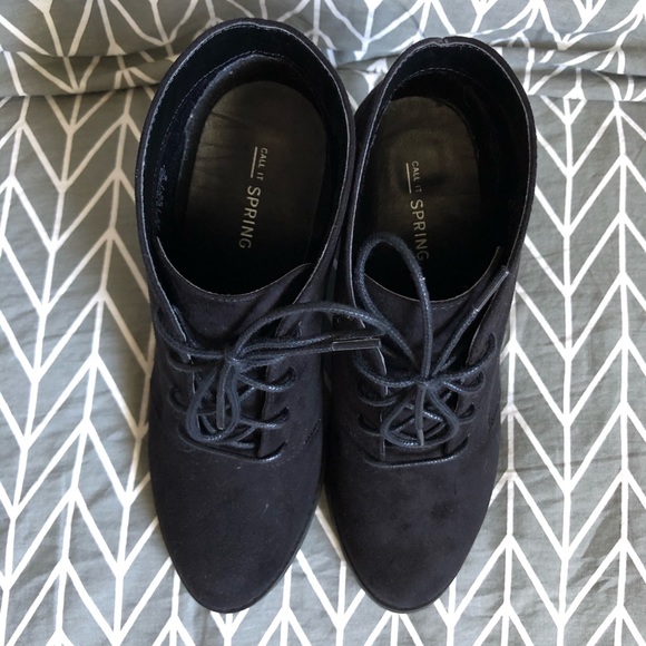 Spring - Black Faux Suede Heeled Boots - Size 8.5 - Picture 6 of 12